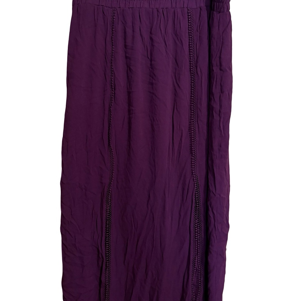 Purple Boho Crochet Lace Slit Summery Lined Beachy Whimsigoth Maxi Skirt 2X